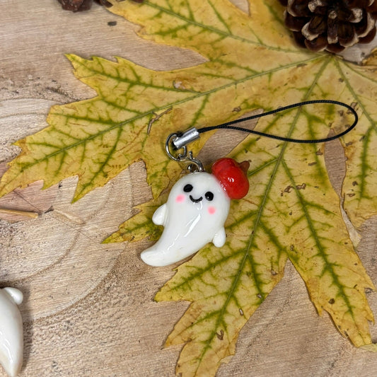 Breloc Fantoma Halloween din lut polimeric pentru telefon cute kawaii
