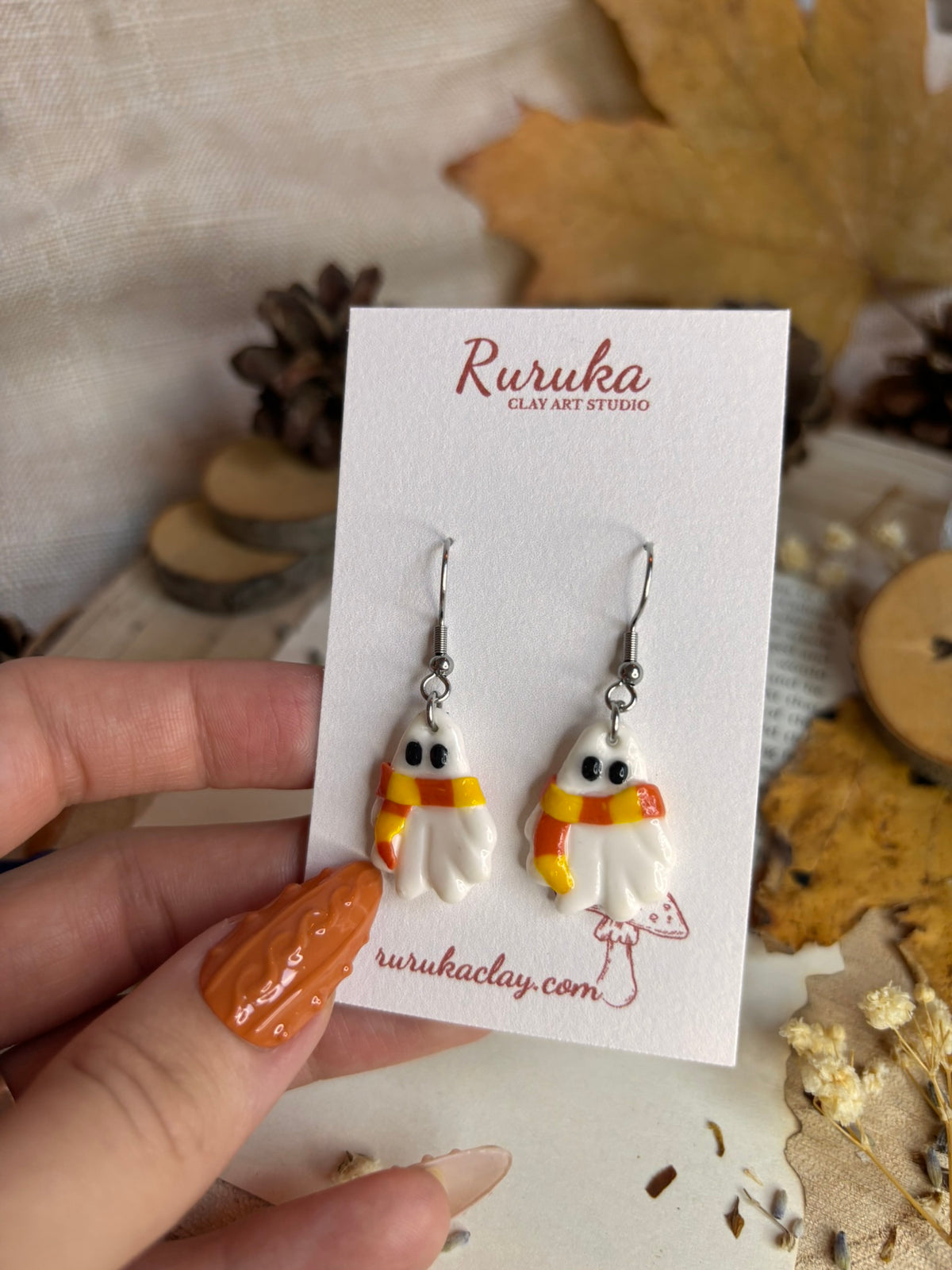 Cercei fantomita , toamna, fular, halloween, fantoma, cute,funny,cozy