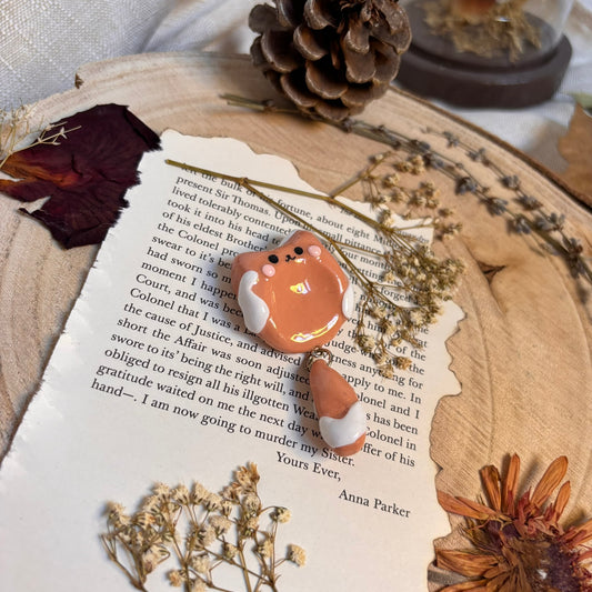 Pietricică terapeutică antistres vulpe worry stone orange handmade lut polimeric